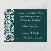 Christian Faire-part de mariage Deep Turquoise (Devant)