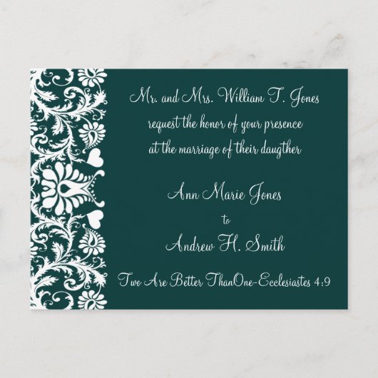 Christian Faire-part de mariage Deep Turquoise (Devant)