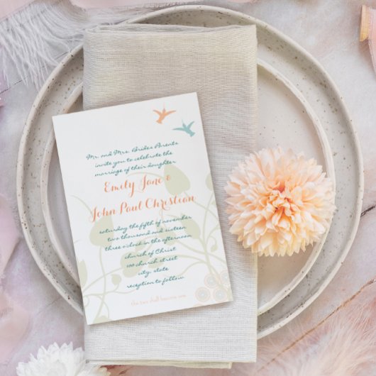 Christian Faire-part de mariage Humming Oiseaux Fl