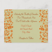 Christian Faire-part de mariage Orange et Brown (Dos)