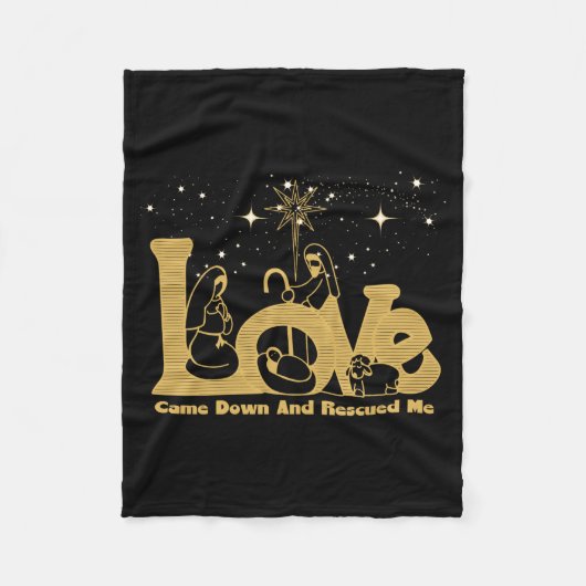 Christian Family Christmas Nativity Scene Gold T S Fleece Deken (Voorkant)