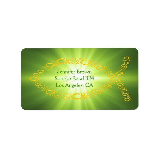 Christian Fish Green Étiquette de adresse (Devant)