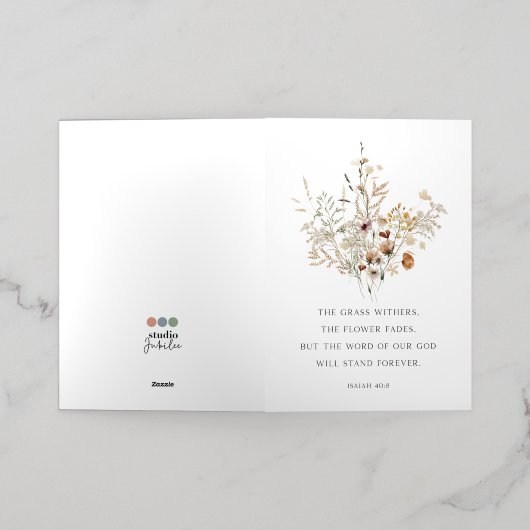 Christian Floral Art Isaiah 40:8 Carte de voeux (Mise à l'extérieur)