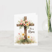 Christian Floral Easter Cross Blank Note Card (Devant)