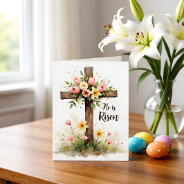 Christian Floral Easter Cross Blank Note Card Notitiekaartje
