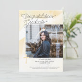 Christian Gold Graduation Photo Invitation (Debout devant)