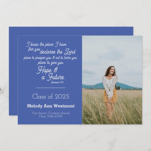 Christian Graduation Faire-part Jeremiah 29 11 (Devant / Derrière)