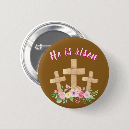 Christian " He is risen" Religious Easter Button (Voorkant /achterkant)