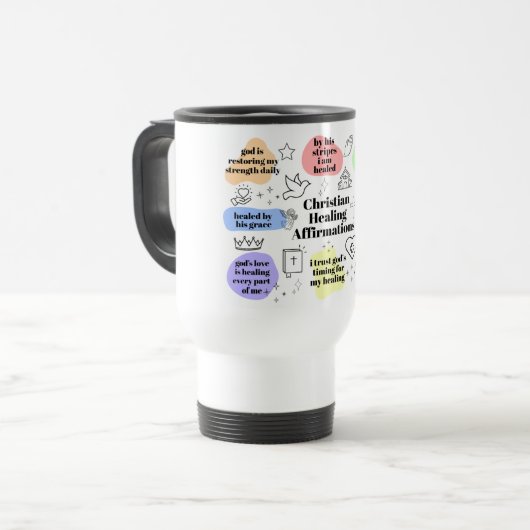 Christian Healing Affirmations Travel Mug Reisbeker (Voorkant links)