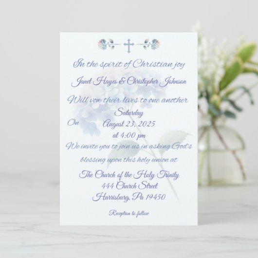 Christian Hydrangea Faire-part de mariage (Debout devant)