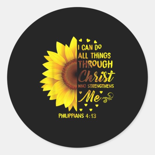 Christian I Can Do All Things Through Christ Bible Ronde Sticker (Voorkant)