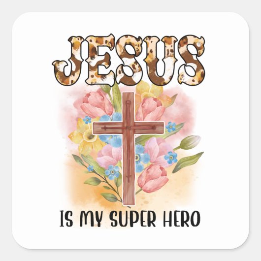 Christian Jesus God Customize Bible Verse Vierkante Sticker (Voorkant)