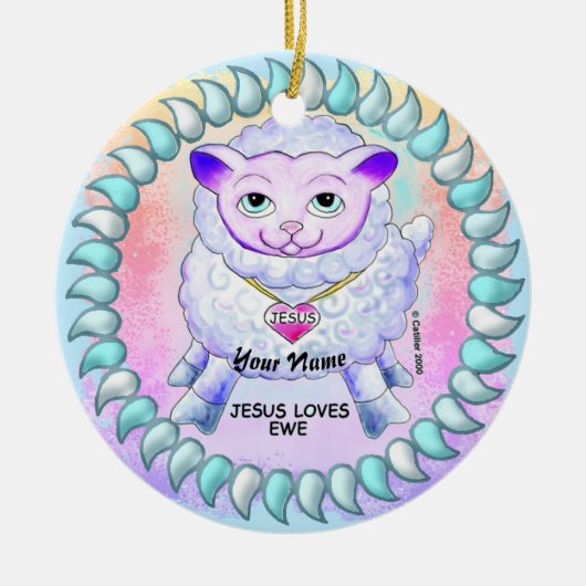 Christian Jesus Loves You  Keramisch Ornament (Voorkant)