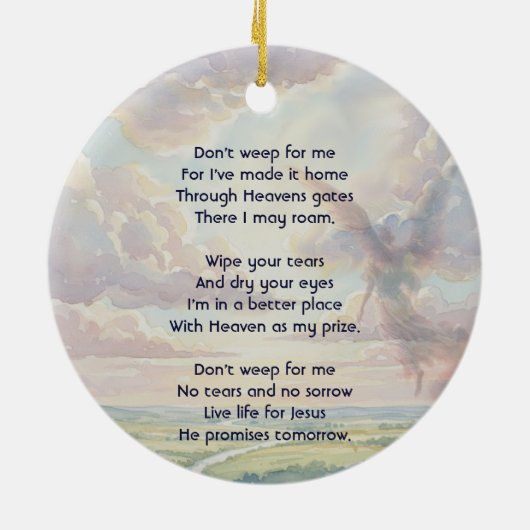 Christian Memorial Keepsake Angel Sky Clouds Keramisch Ornament (Achterkant)