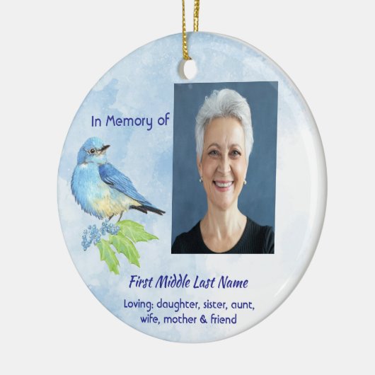 Christian Memorial Keepsake Bluebird Garden Bird Keramisch Ornament (Links)