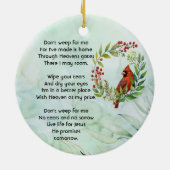 Christian Memorial keepsake Cardinal Bird Keramisch Ornament (Achterkant)