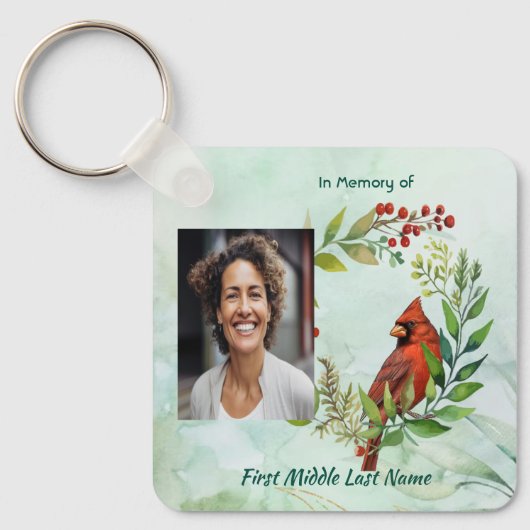 Christian Memorial Keepsake Cardinal Bird Sleutelhanger (Voorkant)