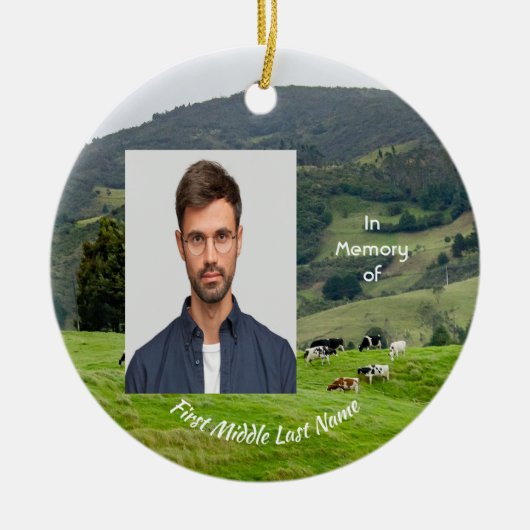 Christian Memorial Keepsake Cattle Farm Landscape Keramisch Ornament (Voorkant)