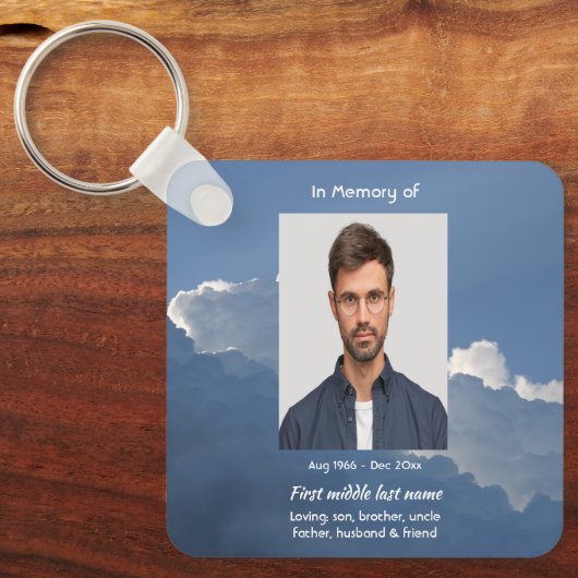 Christian Memorial Keepsake Clouds Sky Heavenly Sleutelhanger (Voorkant)