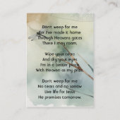 Christian Memorial Keepsake Dragonfly Business Visitekaartje (Achterkant)