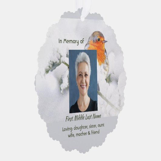 Christian Memorial Keepsake English Robin Bird Ornament Kaart (Rechts)