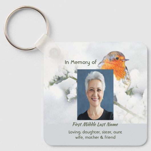 Christian Memorial Keepsake English Robin Bird Sleutelhanger (Voorkant)