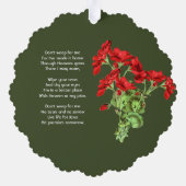 Christian Memorial Keepsake Geranium Flower Ornament Kaart (Achterkant)