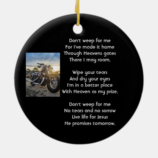 Christian Memorial Keepsake Motorcycle Chopper Keramisch Ornament (Achterkant)
