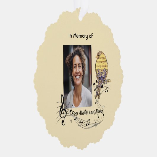 Christian Memorial Keepsake Music Bird Ornament Kaart (Rechts)