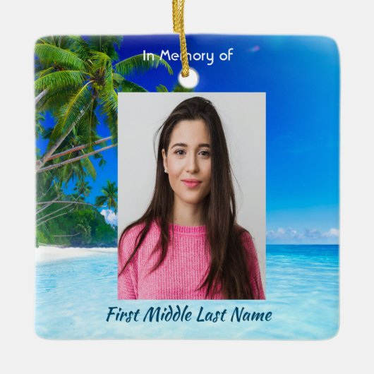 Christian Memorial Keepsake Tropical Beach Exotic Keramisch Ornament (Voorkant)