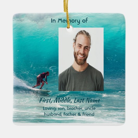 Christian Memorial Keepsake  Wave Surfer Water Keramisch Ornament (Voorkant)