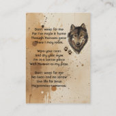 Christian Memorial Keepsake Wolf Wolves Animal Contactkaartje (Achterkant)