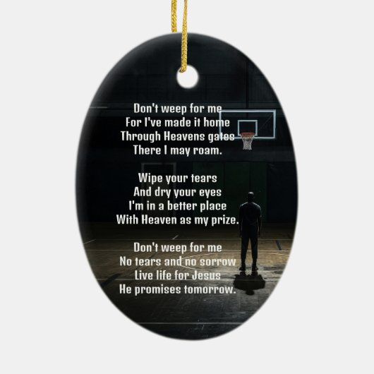 Christian Memorial Pocket Card Basketball Game Keramisch Ornament (Achterkant)