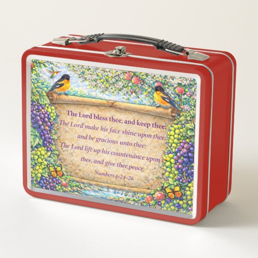 Christian Metal Lunchbox Floral Scripture Gift (Devant)