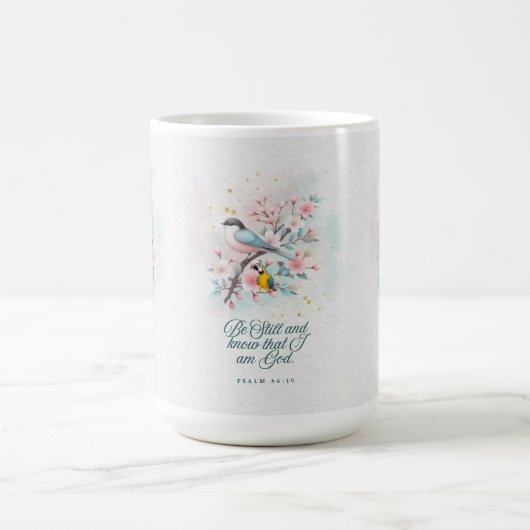 Christian Mug | “Be still” Floral Script Koffiemok (Center)