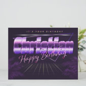 Christian Name Prénom lila retro Carte (Debout devant)