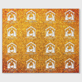 Christian Nativity Faux Glitter Christmas Cadeaupapier (Vlak)