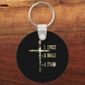 Christian One Cross Plus Three Nails Equals Forgiv Sleutelhanger (Voorkant)