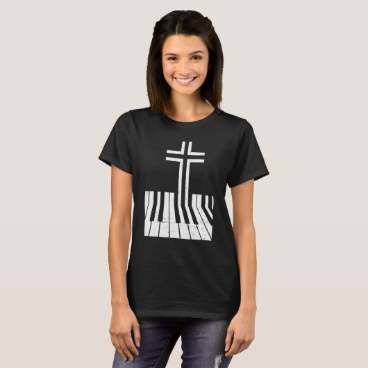 Christian Piano Player Funny Design Piano Teacher T-shirt (Voorkant volledig)