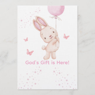 Christian Pink Girl Baby Shower Invitation Kaart