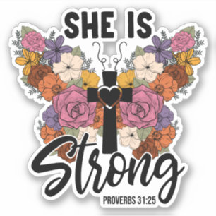 Christian Proverbs 31 Woman Butterfly Flowers Sticker