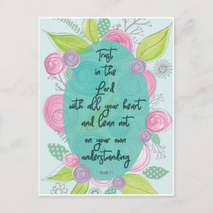 Christian Proverbs 3 5 Floral Carte postale