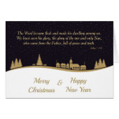 Christian Scripture Gold Village Carte de Noël (Devant horizontal)