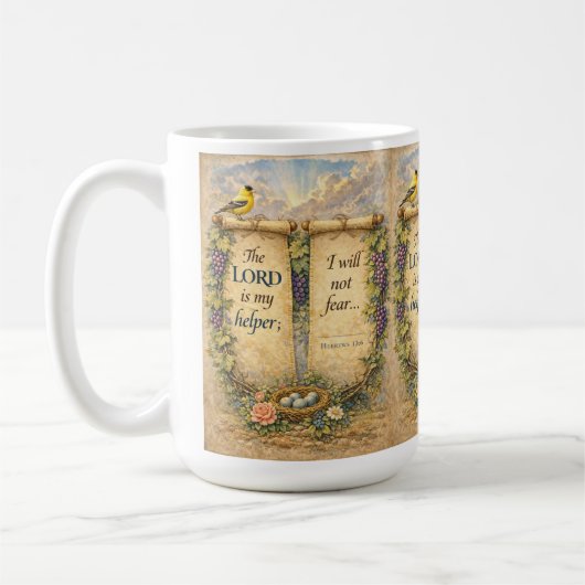 Christian Scripture Mug " The Lord Is My Helper"  (Gauche)