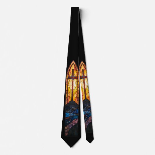 Christian Stained-Glass Cross Tie Stropdas (Voorkant)