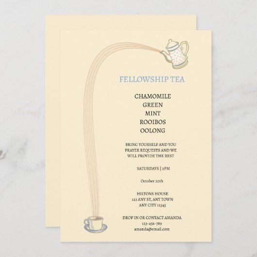 Christian Tea Gathering Invitation (Devant / Derrière)