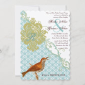 Christian Vintage Birds Mariage damassé Invitation (Dos)