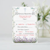 Christian Wedding RSVP Card with Cross (Debout devant)