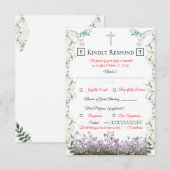 Christian Wedding RSVP Card with Cross (Devant / Derrière)