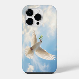 Christian White Dove with Olive Sky iPhone Case 14 Plus Hoesje